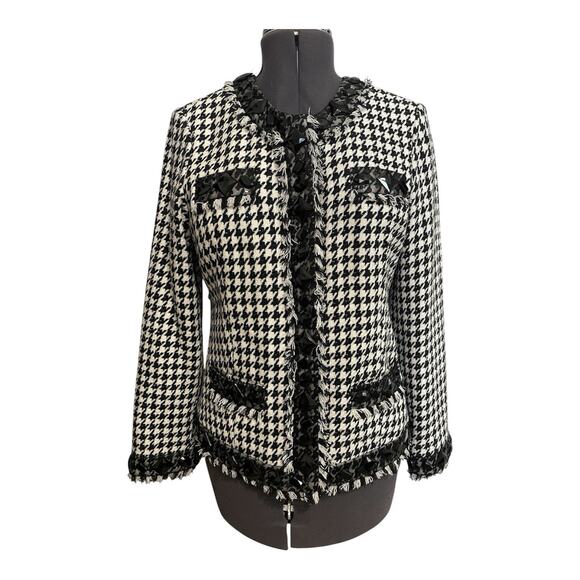 Laura Ashley Jackets & Blazers - Laura Ashley Herringbone Tweed Blazer S Small Black White Vintage Preppy Classic
